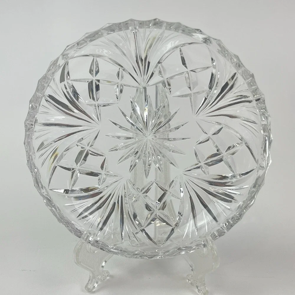 Vintage Cut Glass‎ Lead Crystal Plate Ashtray Candy Dish 5.5